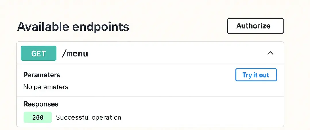 FastAPI Swagger UI listing placed orders
